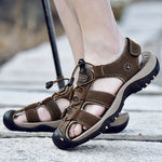 Men's Sandals with Closed Toe and Adjustable Strap
