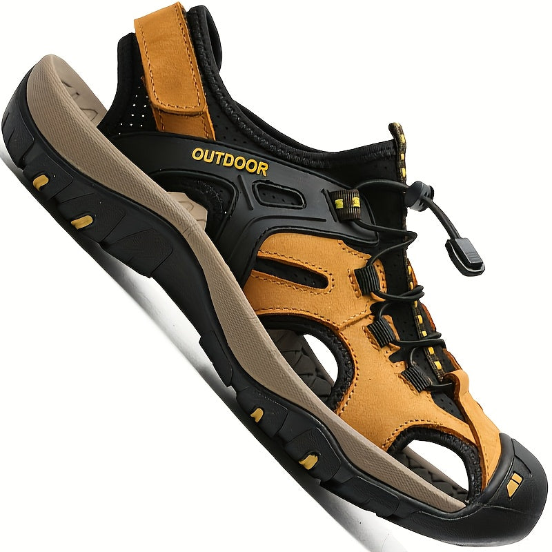 Men's Sandals with Closed Toe and Elastic Straps