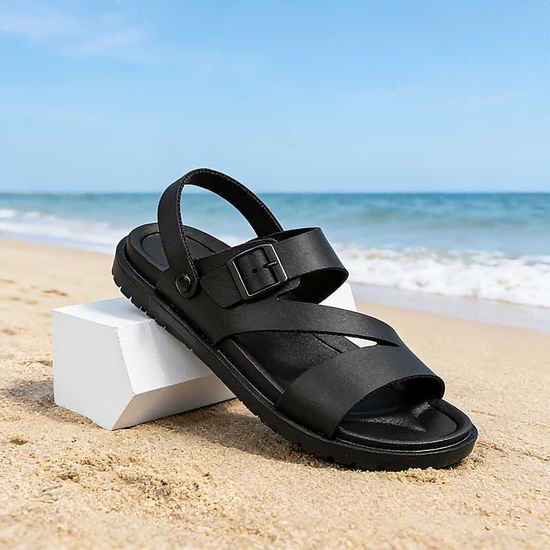 Men's Sandals with Cross Strap and Slip On