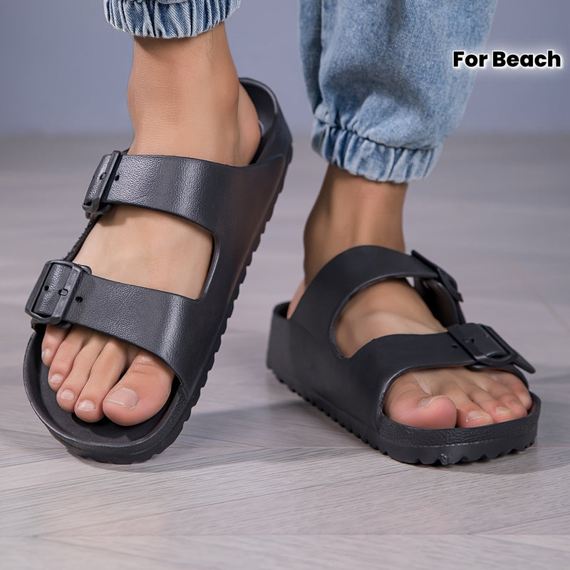 Men's Sandals with Double Buckle Straps and Slip On