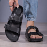 Men's Sandals with Double Buckle Straps and Slip On