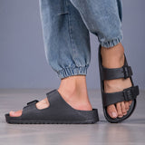 Men's Sandals with Double Buckle Straps and Slip On