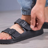 Men's Sandals with Double Buckle Straps and Slip On