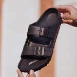 Men's Sandals with Double Buckle Straps and Slip On