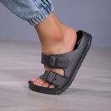 Men's Sandals with Double Buckle Straps and Slip On