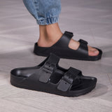 Men's Sandals with Double Buckle Straps and Slip On