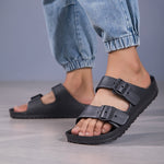 Men's Sandals with Double Buckle Straps and Slip On