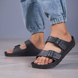 Men's Sandals with Double Buckle Straps and Slip On