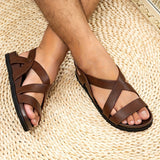 Men's Sandals with Double Sole and Buckle Strap