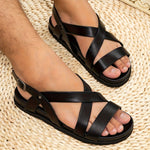 Men's Sandals with Double Sole and Buckle Strap