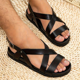 Men's Sandals with Double Sole and Buckle Strap