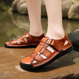 Men's Sandals with Hook-Loop Closure and Rubber Sole