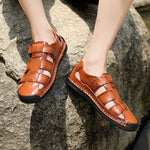 Men's Sandals with Hook-Loop Closure and Rubber Sole