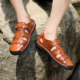 Men's Sandals with Hook-Loop Closure and Rubber Sole