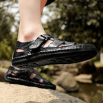 Men's Sandals with Hook-Loop Closure and Rubber Sole
