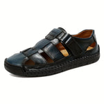 Men's Sandals with Hook-Loop Closure and Rubber Sole