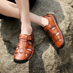 Men's Sandals with Hook-Loop Closure and Rubber Sole
