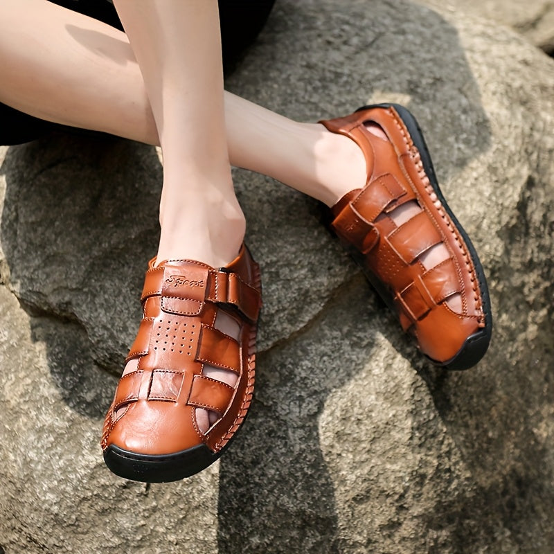 Men's Sandals with Hook-Loop Closure and Rubber Sole