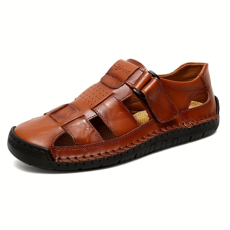Men's Sandals with Hook-Loop Closure and Rubber Sole