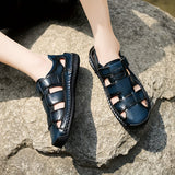 Gabriel | Men's Sandals with Hook-Loop Closure and Rubber Sole