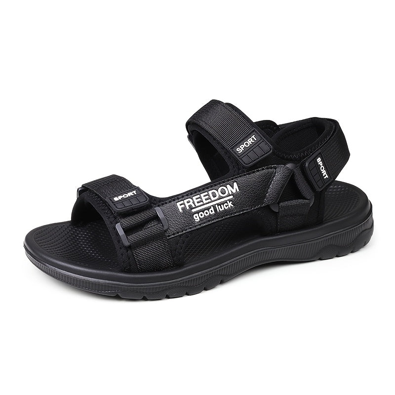 Men's Sandals with Hook Closure and EVA Sole-Fabric Upper