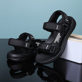 Men's Sandals with Hook Closure and EVA Sole-Fabric Upper