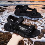 Men's Sandals with Hook Closure and EVA Sole-Fabric Upper