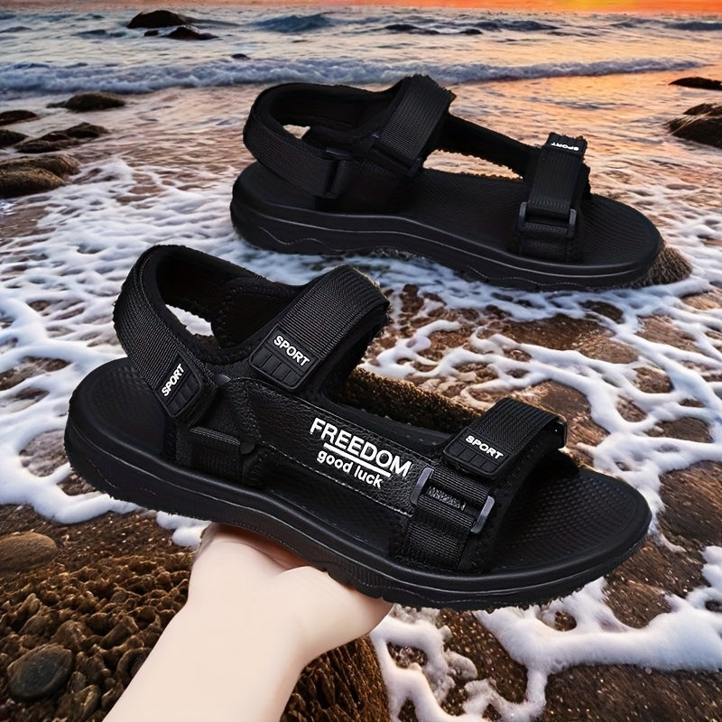Men's Sandals with Hook Closure and EVA Sole-Fabric Upper