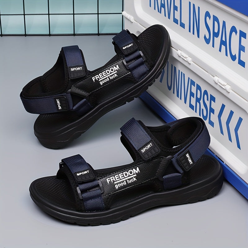 Men's Sandals with Hook Closure and EVA Sole-Fabric Upper