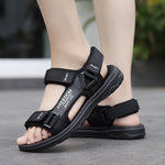 Men's Sandals with Hook Closure and EVA Sole-Fabric Upper