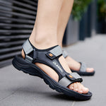 Men's Sandals with Hook Closure and Open Toe