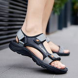 Men's Sandals with Hook Closure and Open Toe