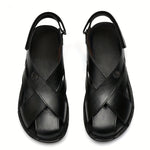 Men's Sandals with Hook Closure and Rubber Sole