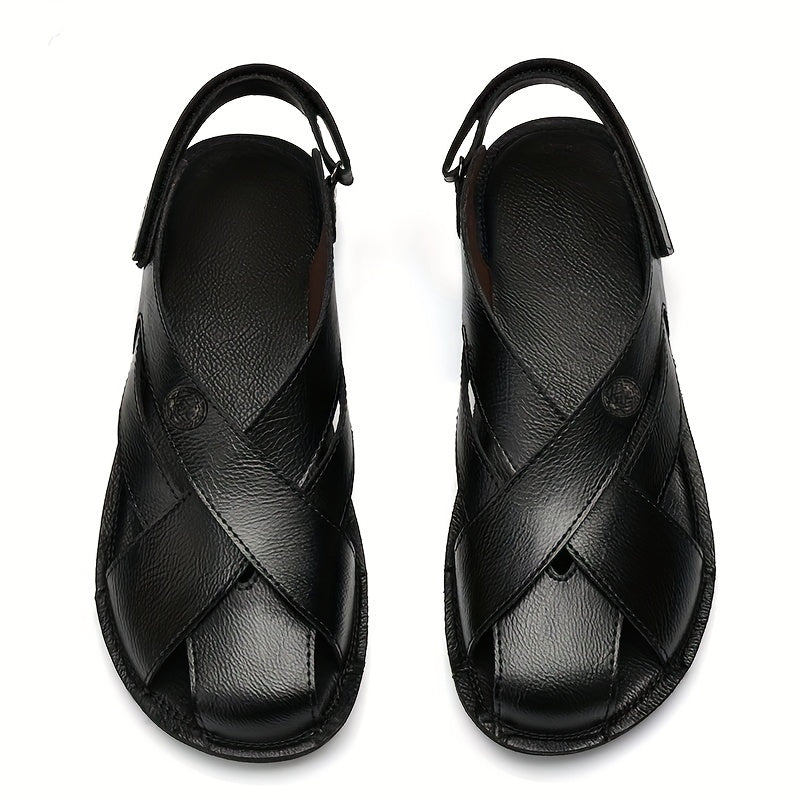 Men's Sandals with Hook Closure and Rubber Sole