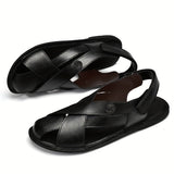 Silas | Men's Sandals with Hook Closure and Rubber Sole