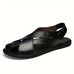 Men's Sandals with Hook Closure and Rubber Sole