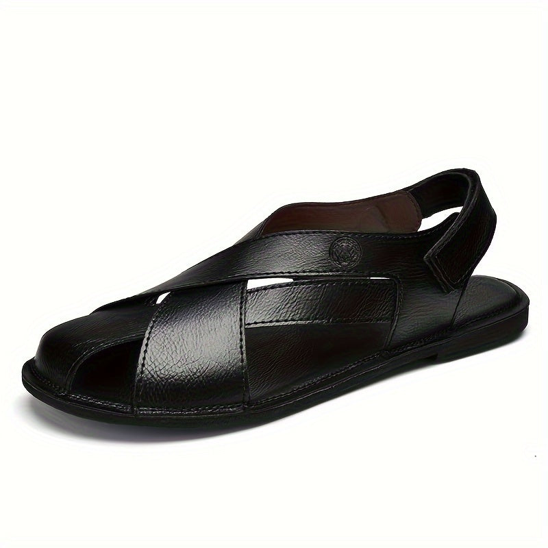 Men's Sandals with Hook Closure and Rubber Sole