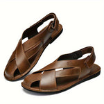 Men's Sandals with Hook Closure and Rubber Sole