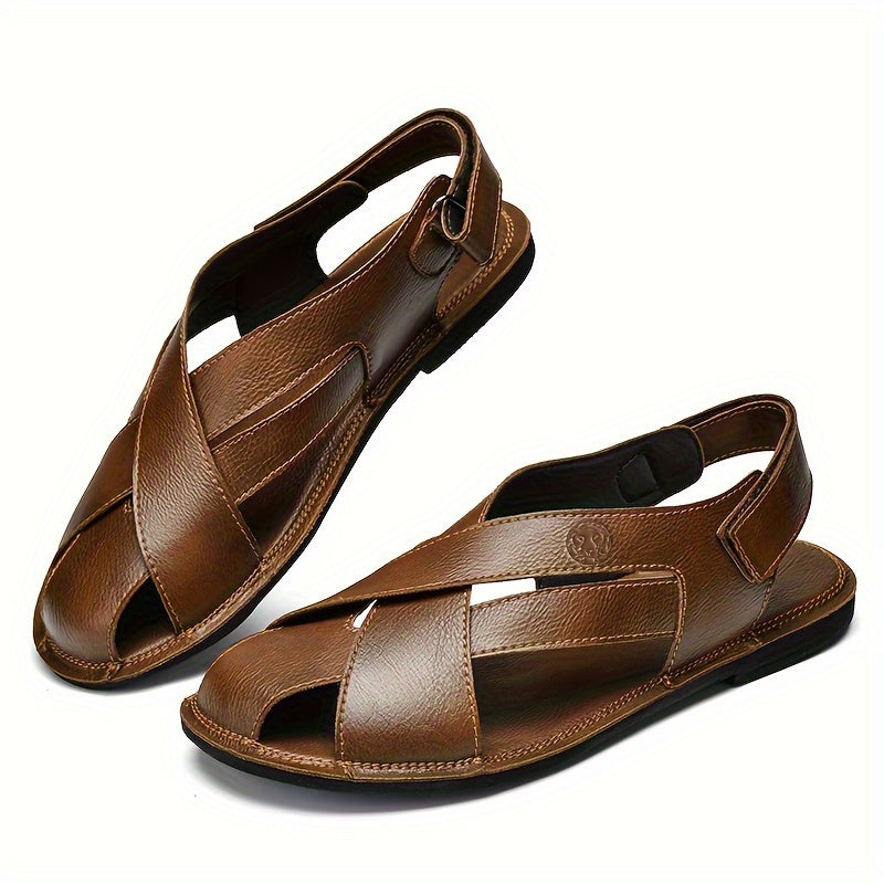 Men's Sandals with Hook Closure and Rubber Sole