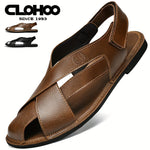Men's Sandals with Hook Closure and Rubber Sole