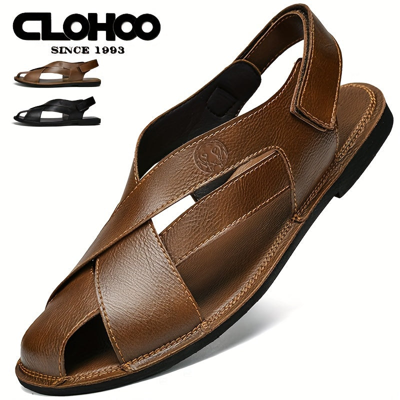 Men's Sandals with Hook Closure and Rubber Sole