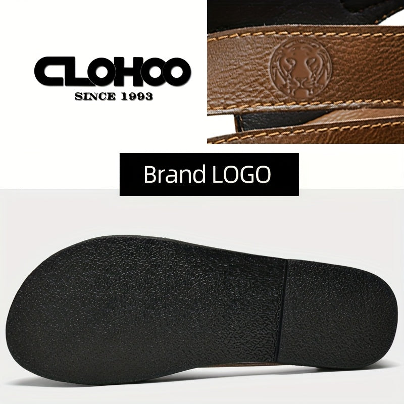 Men's Sandals with Hook Closure and Rubber Sole