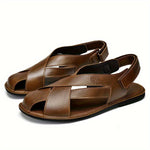 Men's Sandals with Hook Closure and Rubber Sole