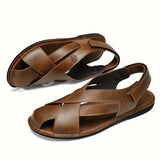 Men's Sandals with Hook Closure and Rubber Sole