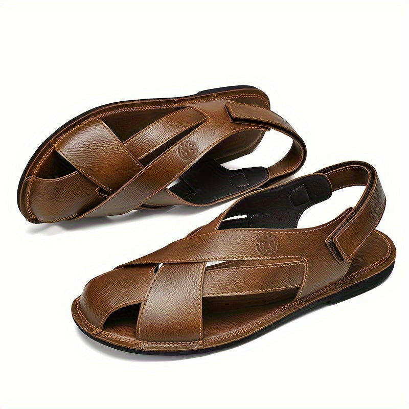 Men's Sandals with Hook Closure and Rubber Sole