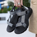 Men's Sandals with Hook and Loop Closure and Round Toe Design