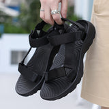 Men's Sandals with Hook and Loop Closure and Round Toe Design