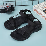 Men's Sandals with Hook and Loop Closure and Round Toe Design