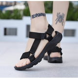 Men's Sandals with Hook and Loop Closure and Round Toe Design