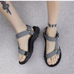 Men's Sandals with Hook and Loop Closure and Round Toe Design